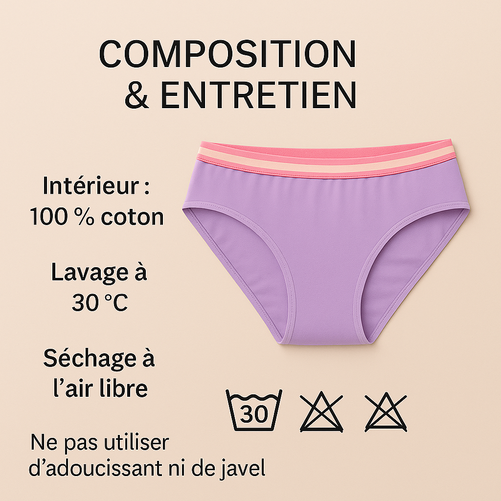 Culotte menstruelle Ado - Modèle Élia – Flux Normal à Abondant